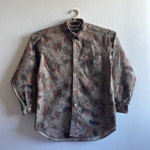 Vintage Leaf Printed Shirt Medium